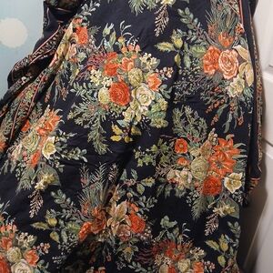 April Cornell Black and Green Floral Fabric